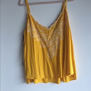 Forever 21+ Yellow Embroidered Crop Top